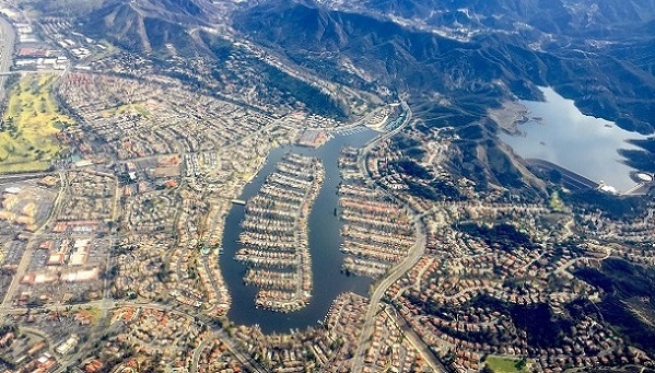 Aerial of Lake in Westlake Village